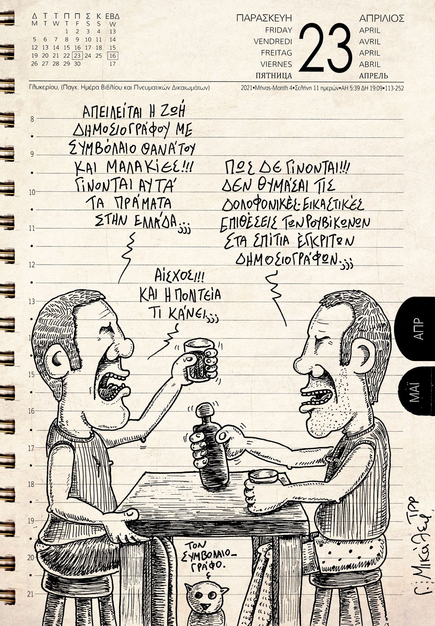 Ημερολόγιο 23ης Απριλίου 2021