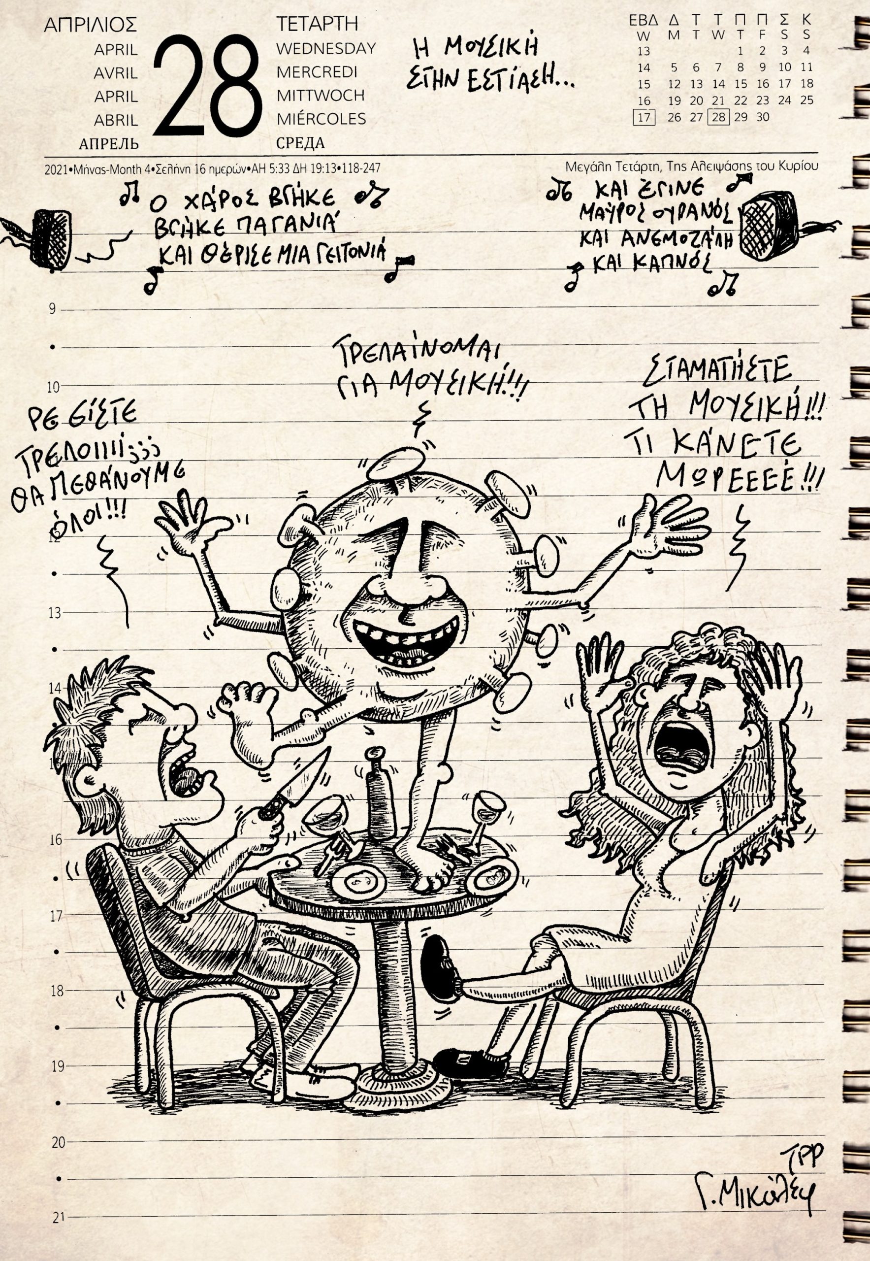 Ημερολόγιο 28ης Απριλίου 2021