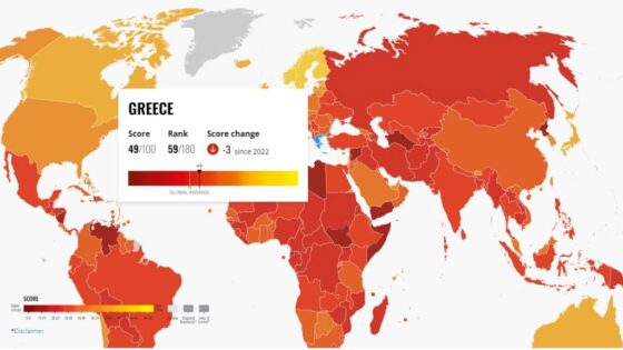 Διεθνής Διαφάνεια: Τρεις βαθμοί κάτω η Ελλάδα στον Δείκτη Διαφθοράς – SLAPPs, παρακολουθήσεις, μειωμένη δικαστική ανεξαρτησία
