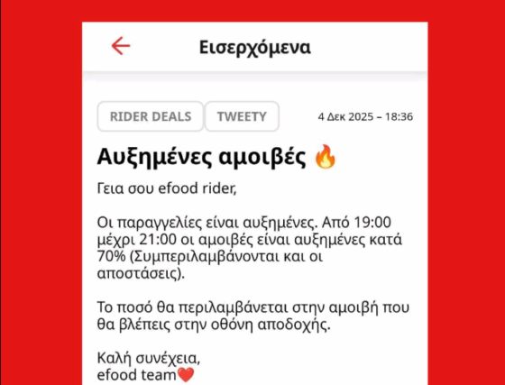 Καταγγελίες των εργαζομένων της efood: Μας έδιναν μπόνους για να πνιγούμε στη νεροποντή